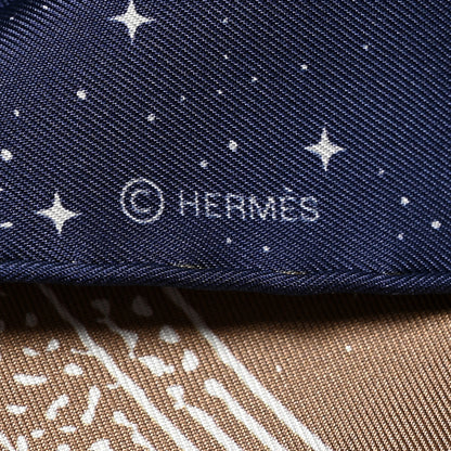 Hermes Silk Clair De Lune Double Face Scarf 90 Marine White Beige 5 of 7
