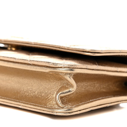 Chanel Metallic Lambskin Quilted Wallet On Chain WOC Gold 10 of 10