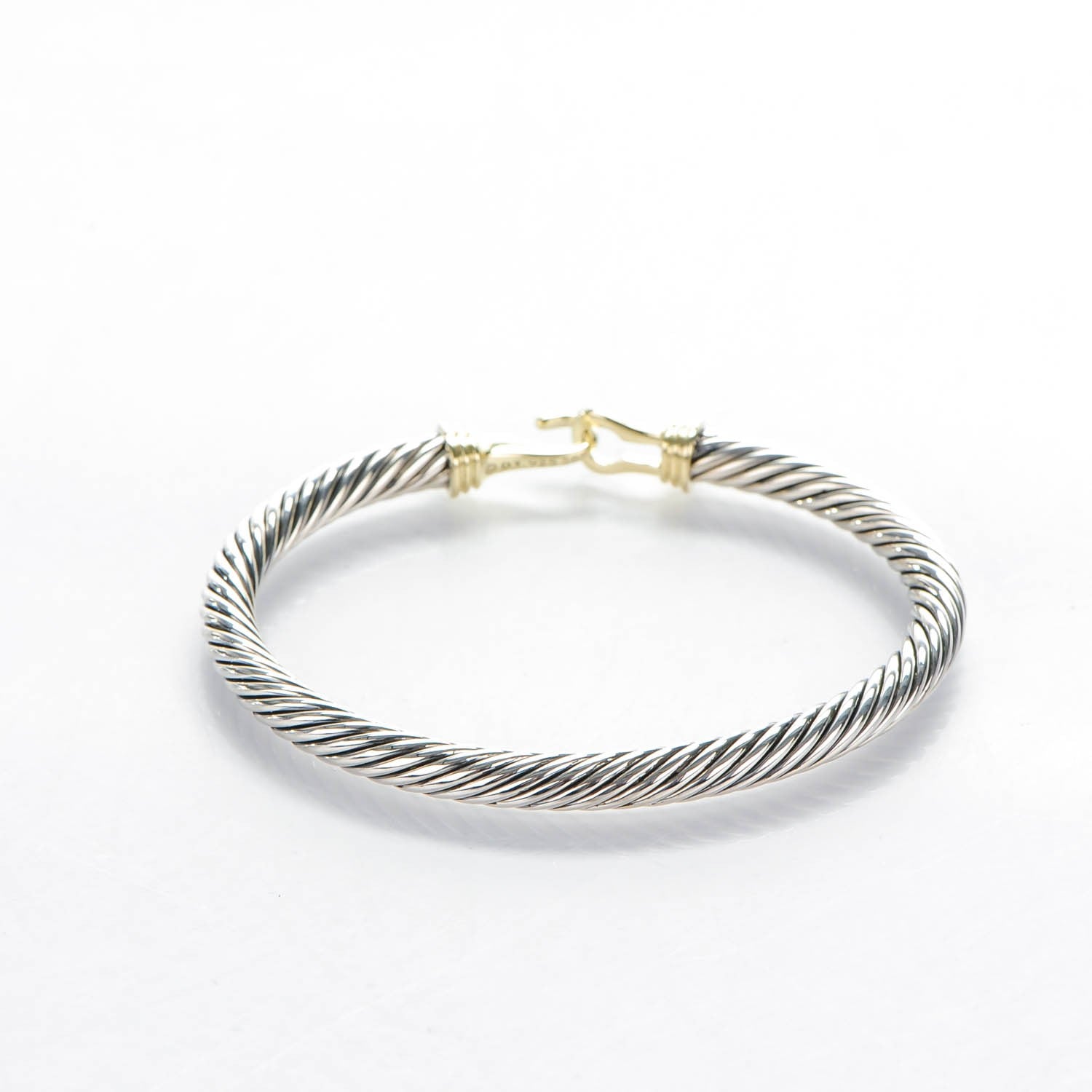 David Yurman Sterling Silver 14K Yellow Gold 5mm Cable Classic Buckle Bracelet 3 of 5