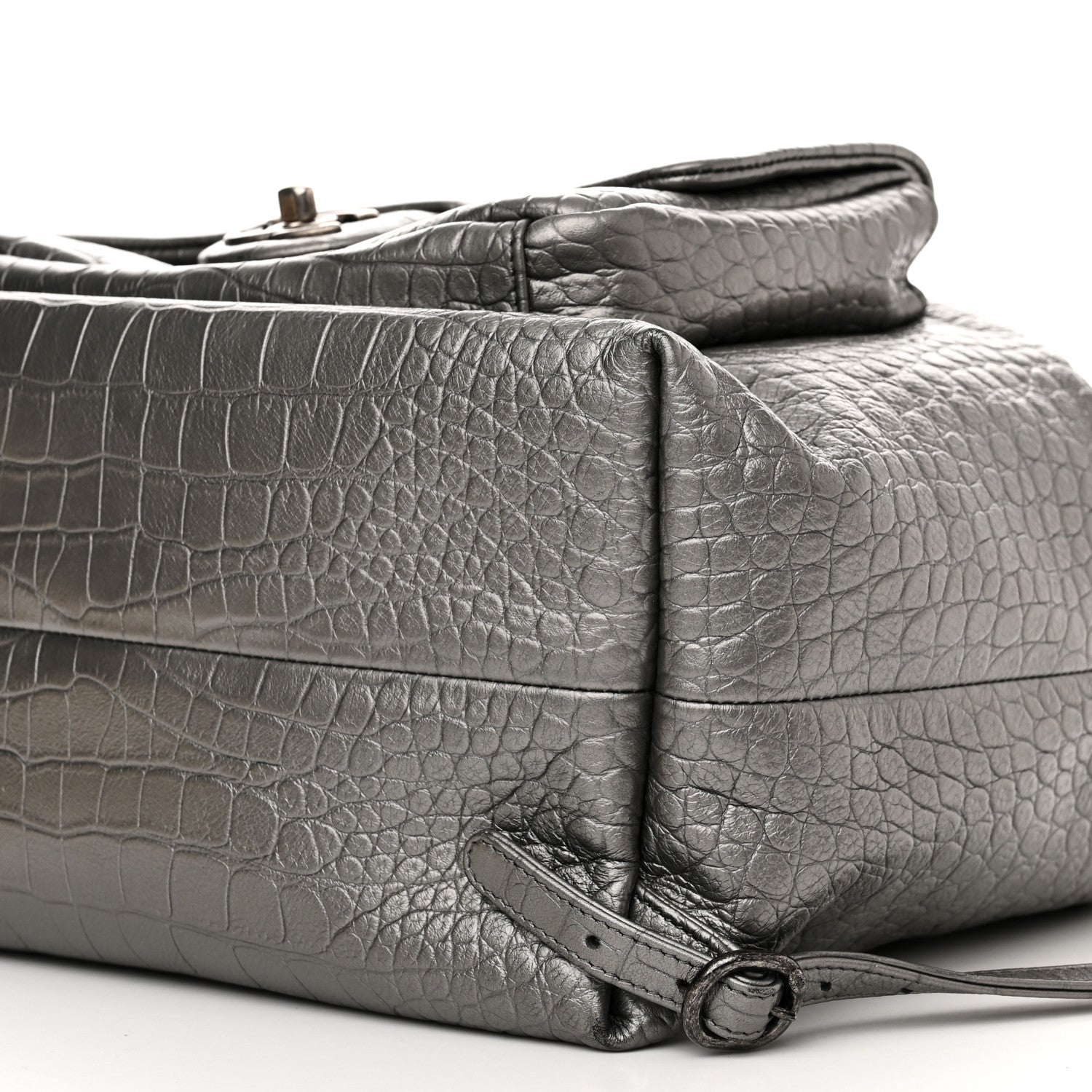 Chanel Metallic Calfskin Crocodile Embossed Large Backpack Silver 10 of 10