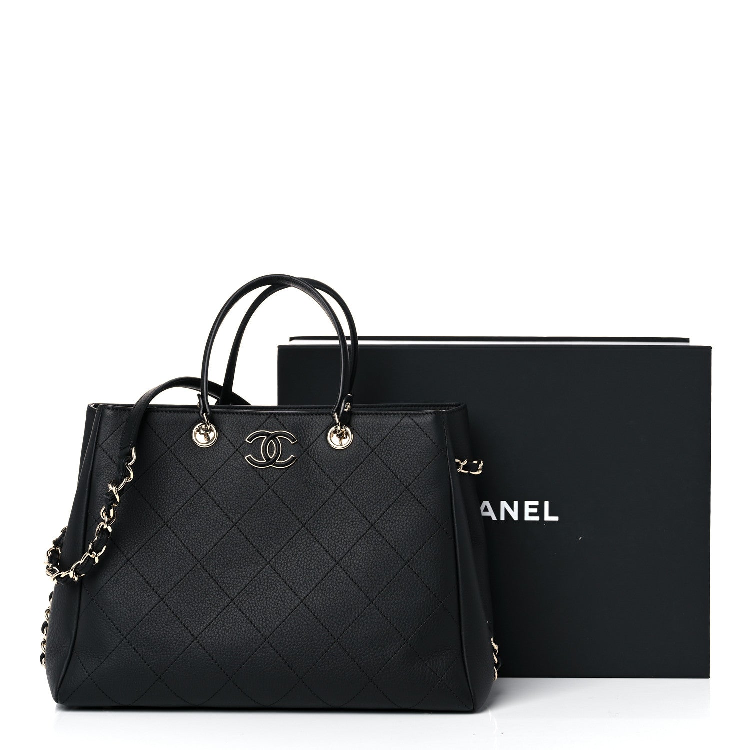 Chanel Bullskin Stitched Medium Shopping Bag Black 11 of 11