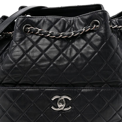 Chanel Lambskin Quilted Large Drawstring Shoulder Bag Dark Purple 8 of 10