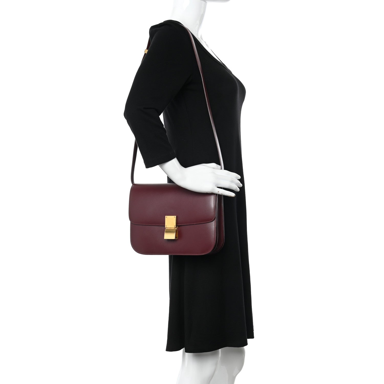 Celine Box Calfskin Medium Classic Box Flap Bag Burgundy 2 of 12