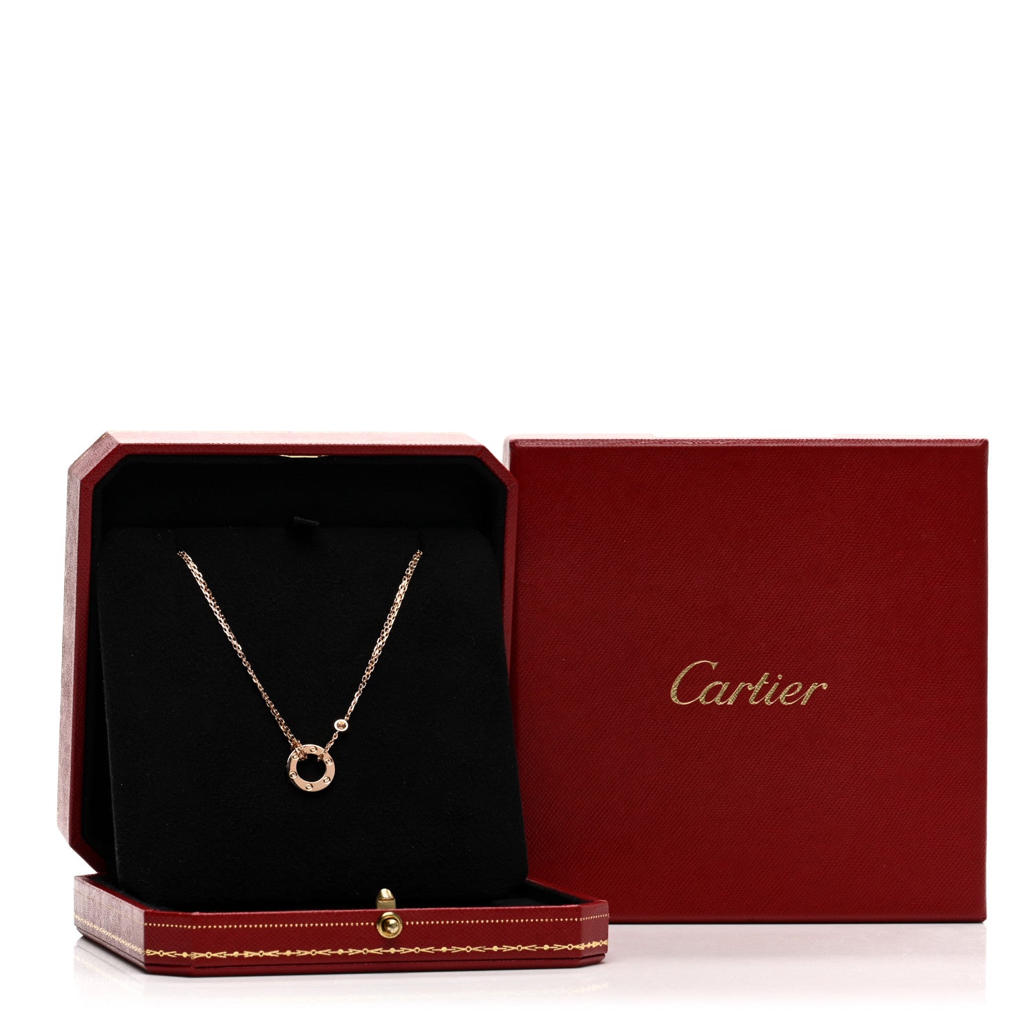 Cartier 18K Pink Gold 2 Diamond LOVE Necklace 5 of 5