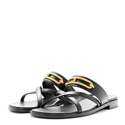Hermes Calfskin Claire Sandals 36.5 Black 3 of 12