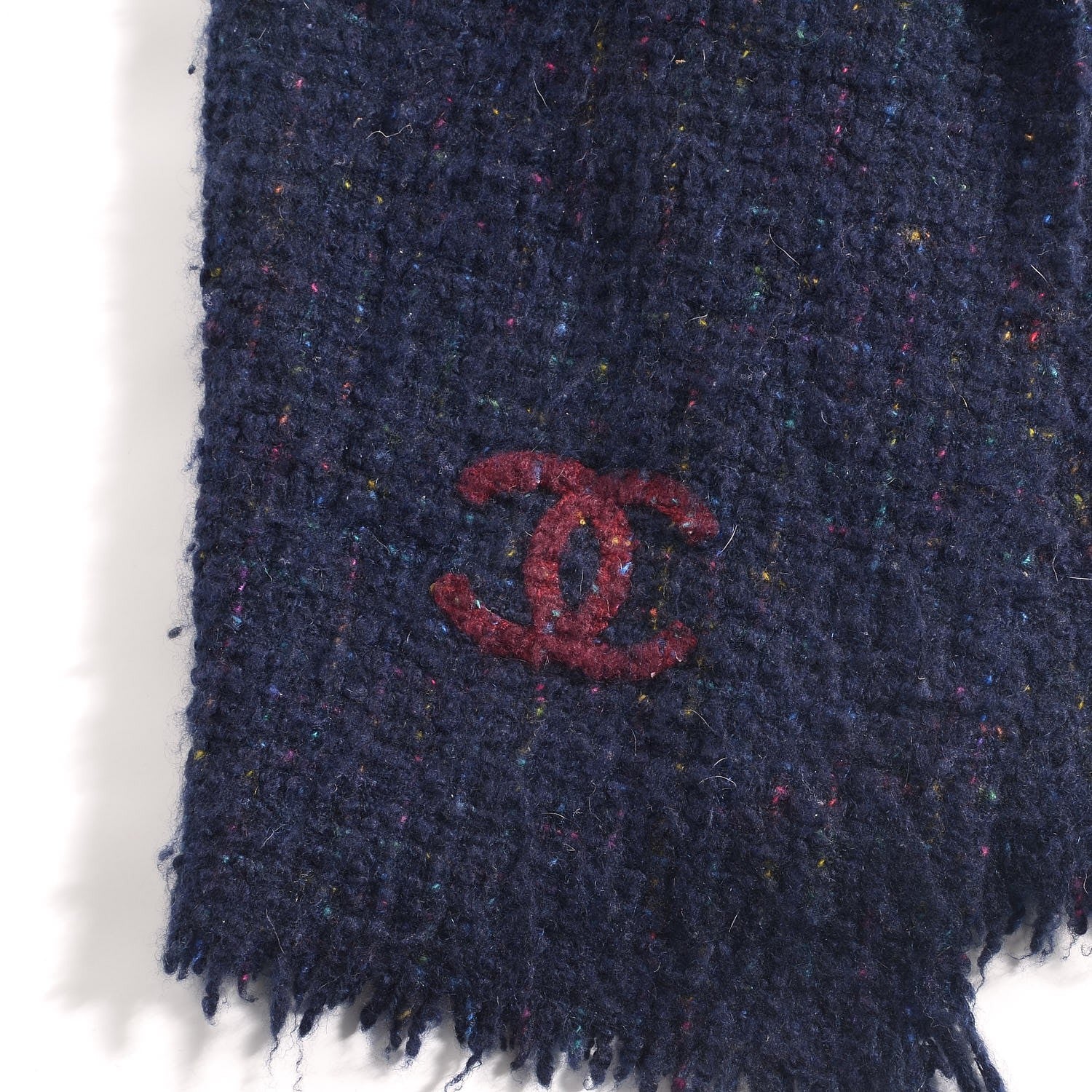 Chanel Cashmere Silk CC Tweed Scarf Blue 4 of 5