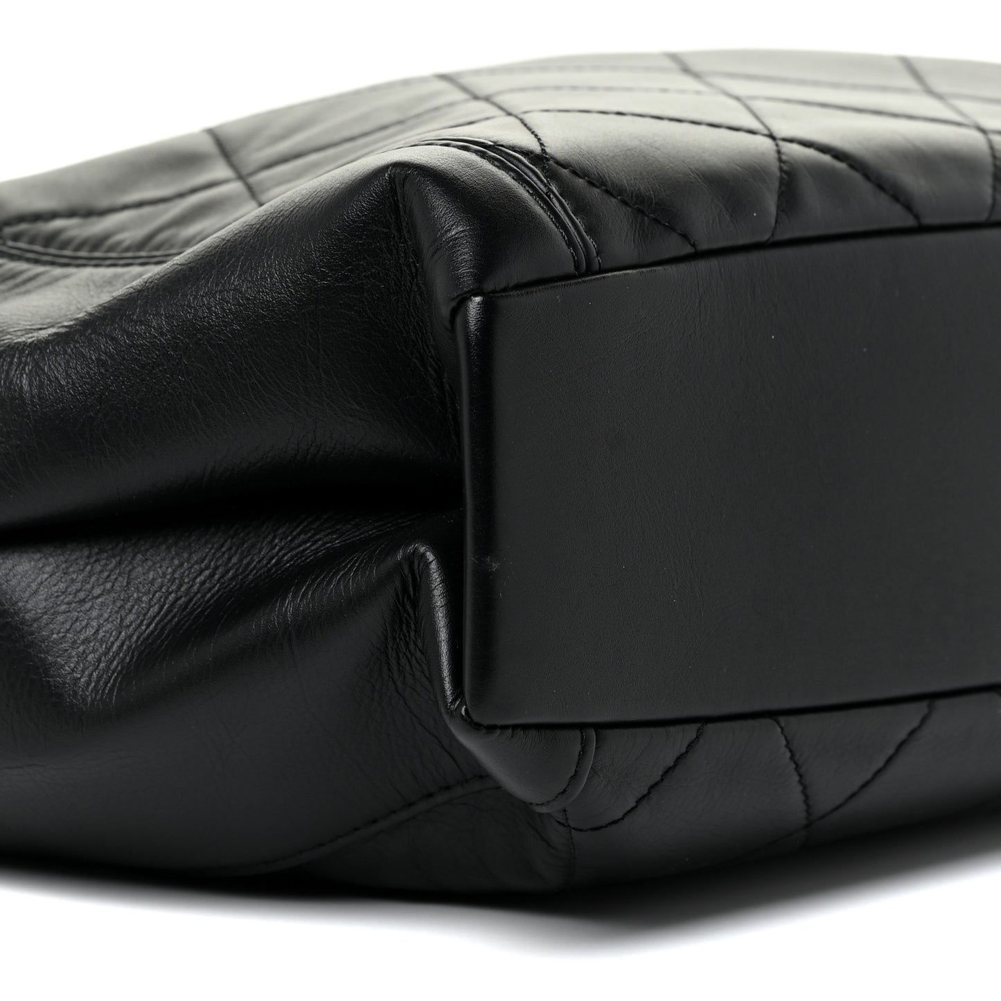 Calfskin Quilted CC Front Pocket Shopping Tote Black