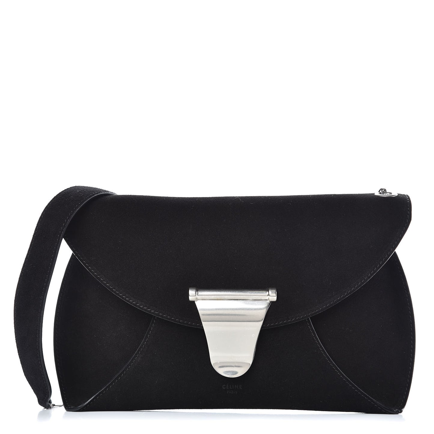 Suede Calfskin Clutch on Chain Black
