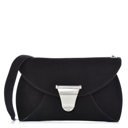Celine Suede Calfskin Clutch on Chain Black 1 of 7