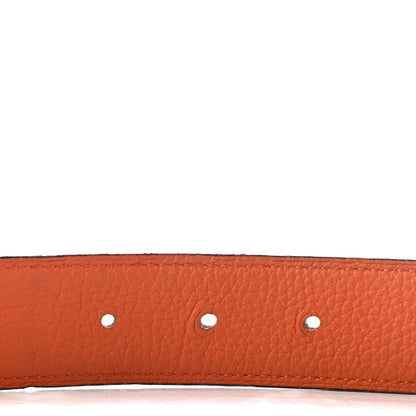 Hermes Box Togo 32mm Guilloche H Belt 90 Black Orange 5 of 8