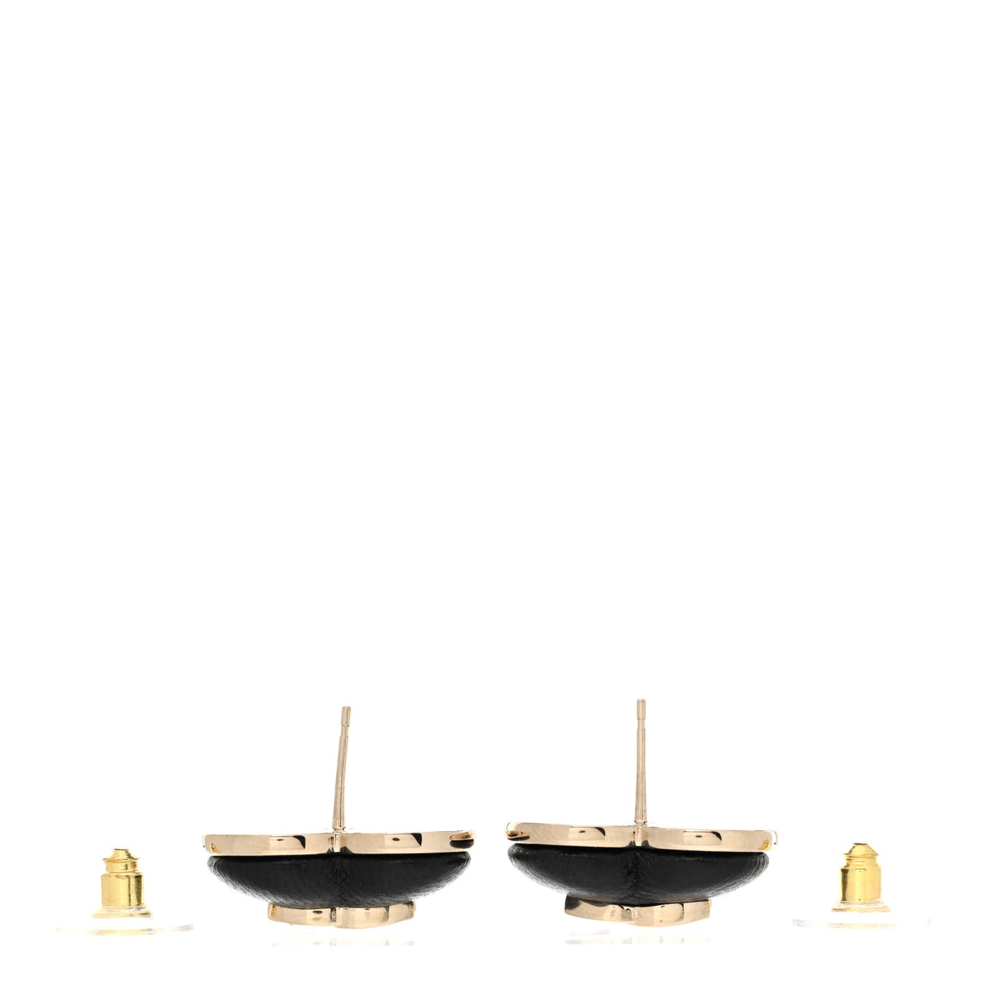 Lambskin CC Heart Earrings Black Gold