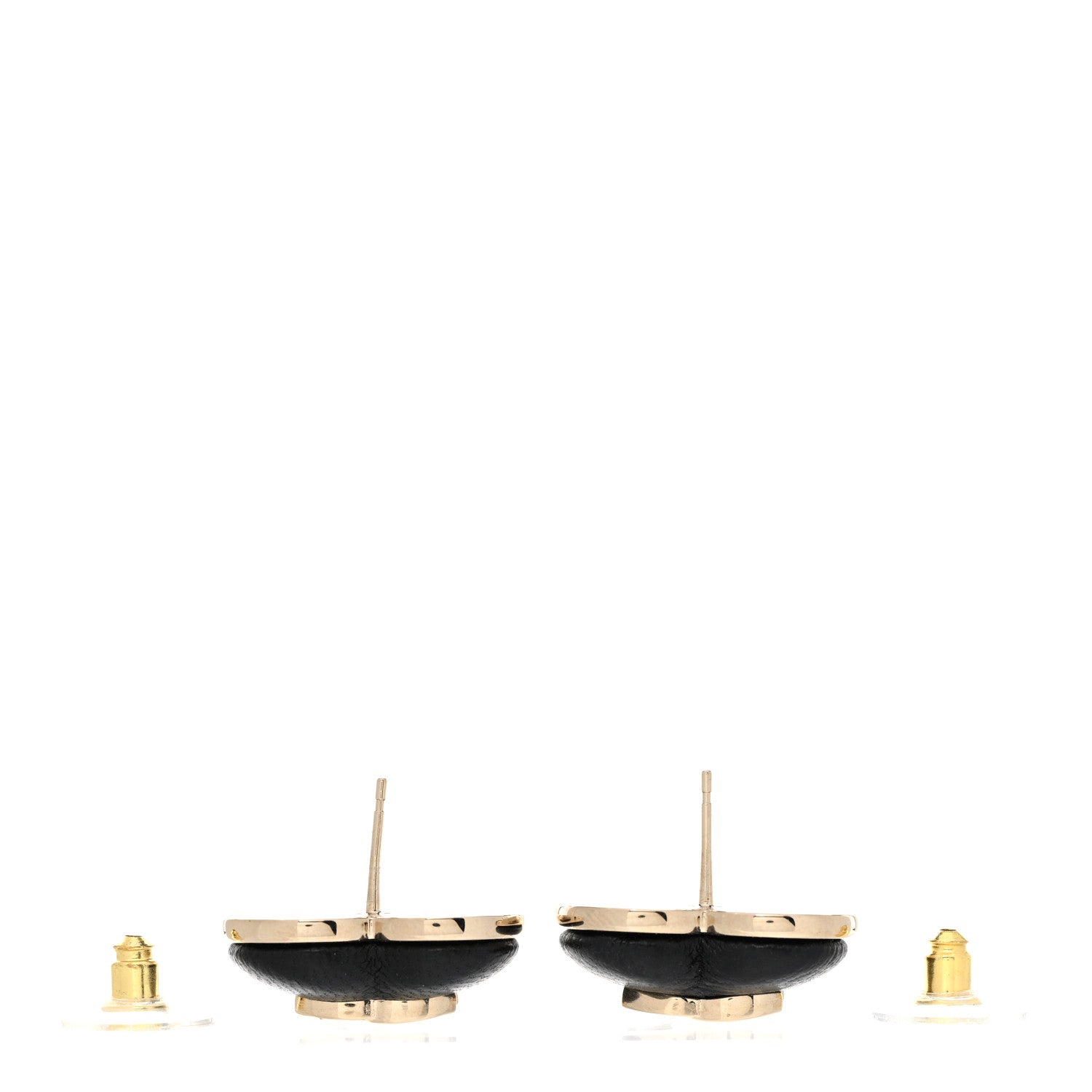 Chanel Lambskin CC Heart Earrings Black Gold 3 of 7