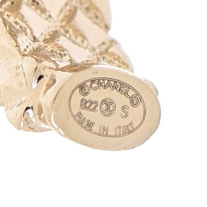 Chanel Metal Crystal Quilted CC Hoop Earrings Gold 4 of 5