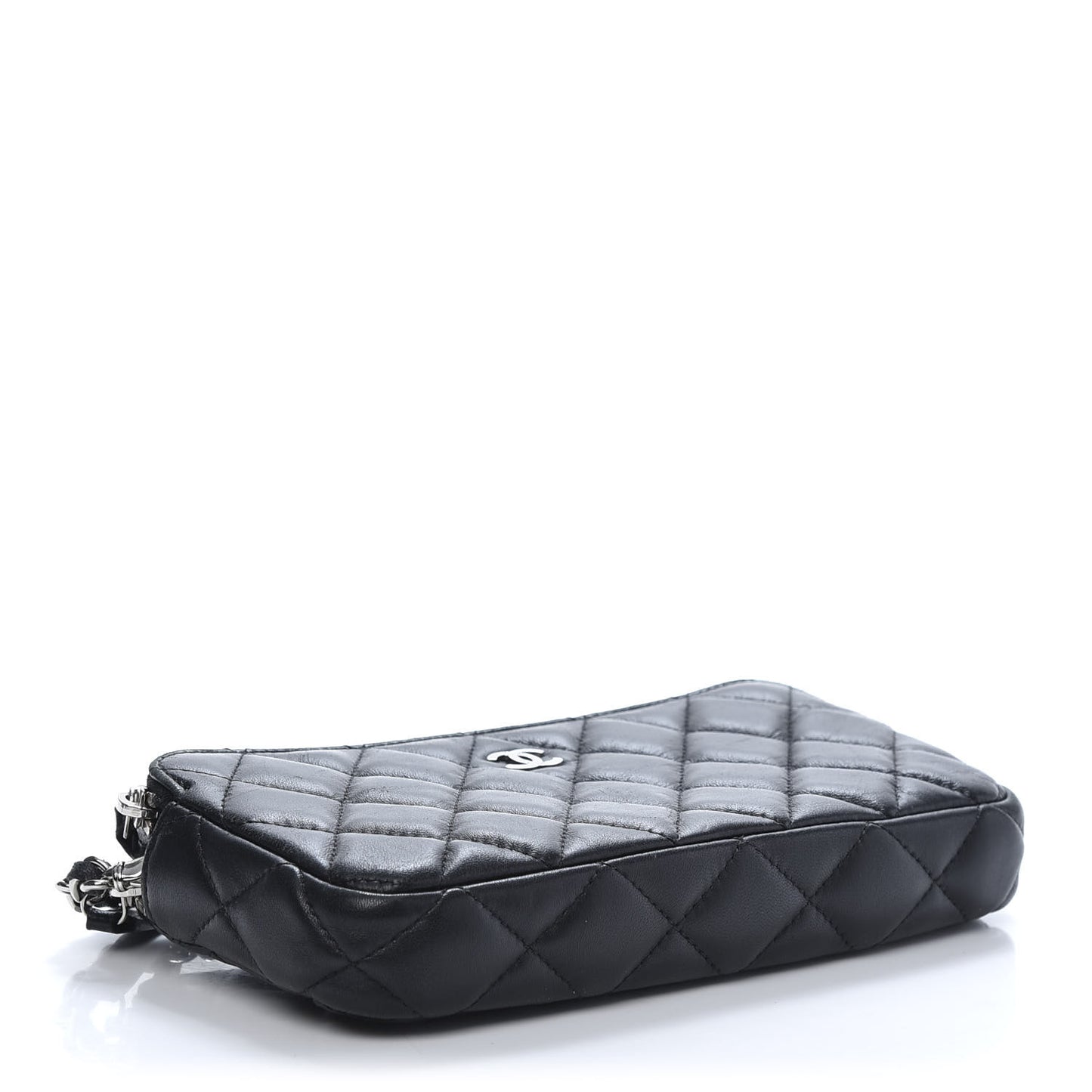 Lambskin Quilted Small Clutch With Chain Black