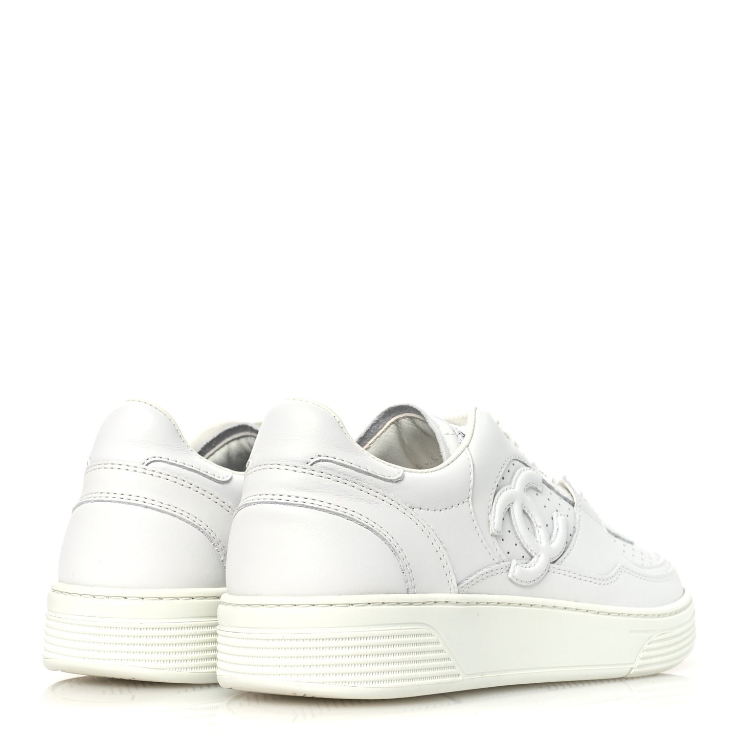 Calfskin CC Womens Sneakers 38 White