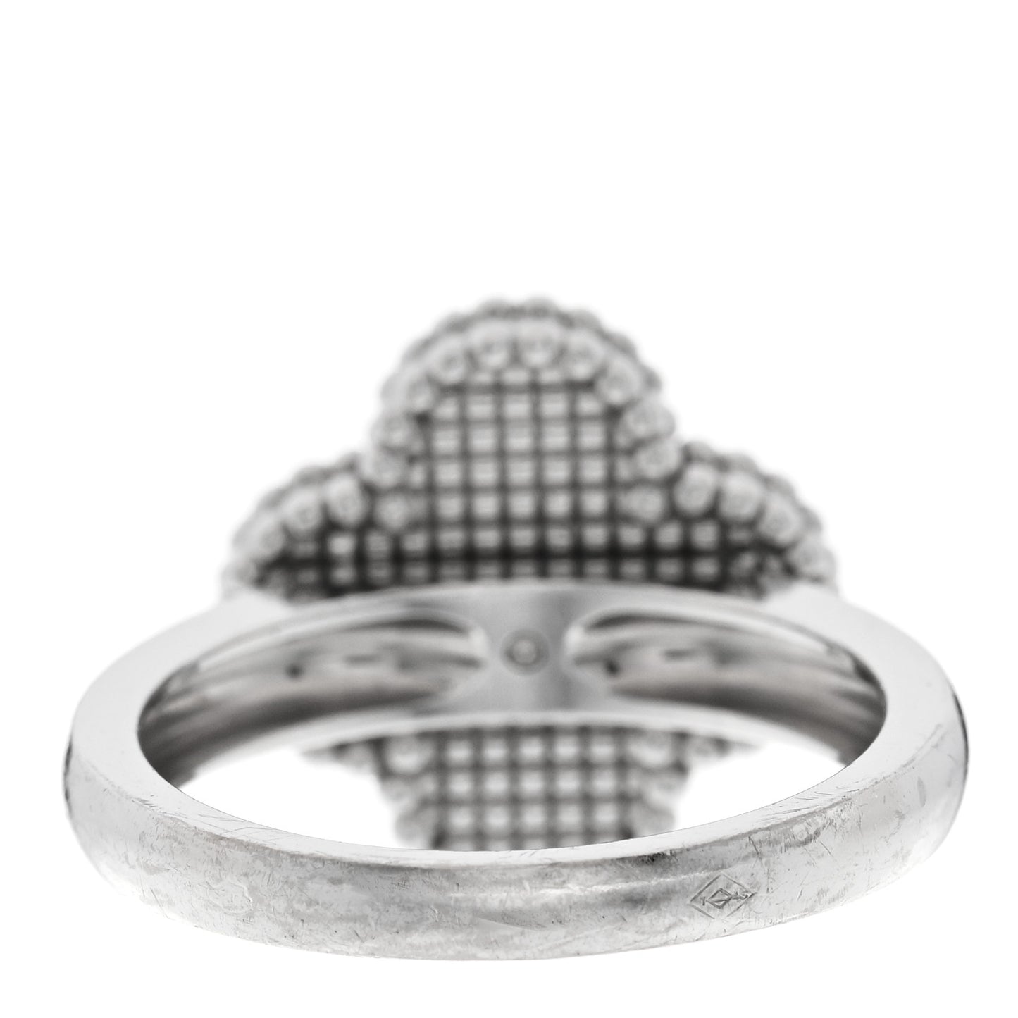 18K White Gold Diamond Mother of Pearl Vintage Alhambra Ring 53 6.5