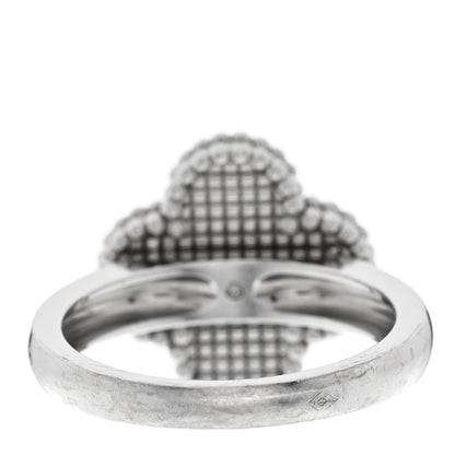 Van Cleef & Arpels 18K White Gold Diamond Mother of Pearl Vintage Alhambra Ring 53 6.5 3 of 5