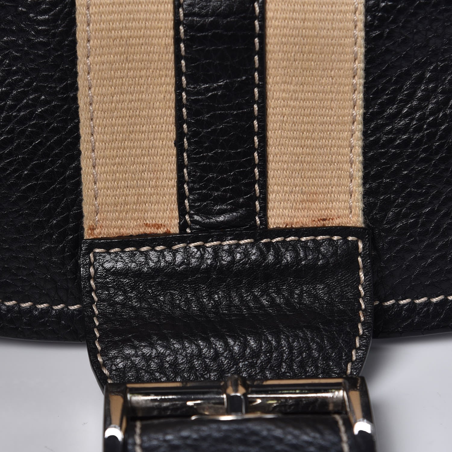 Prada Vitello Daino Stripe Shoulder Bag Black 9 of 15