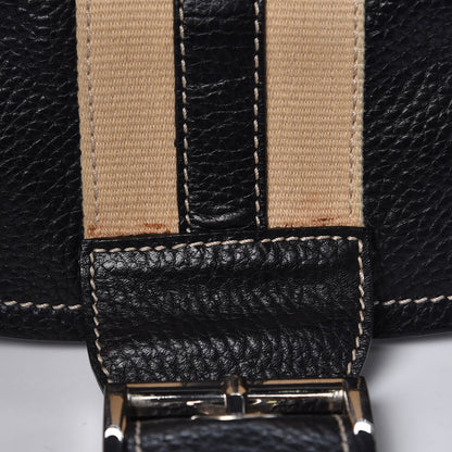 Prada Vitello Daino Stripe Shoulder Bag Black 9 of 15