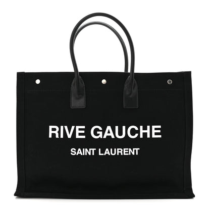 Saint Laurent Linen Calfskin Rive Gauche Tote Black 2 of 21