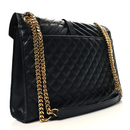 Saint Laurent Grain De Poudre Textured Mixed Matelasse Large Triquilt Monogram Satchel Black 3 of 11