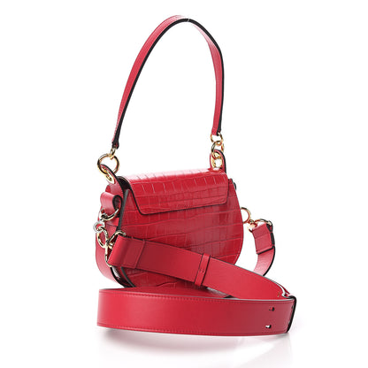 Chloe Calfskin Crocodile Embossed Small Tess Bag Crimson Pink 3 of 9
