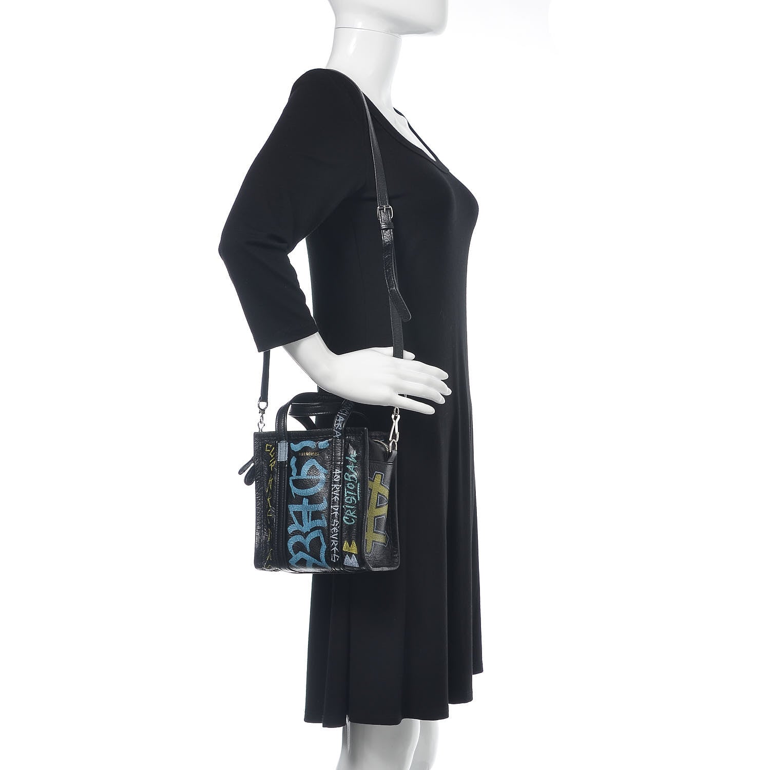 Balenciaga Agneau Arena Graffiti All Over XXS Bazar Shopper Tote Black Multicolor 2 of 10