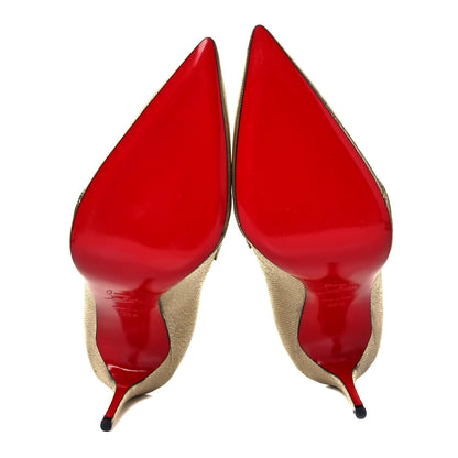 Christian Louboutin Calf Lame Tweed Triniboot 100 Booties 38.5 Platine 9 of 14