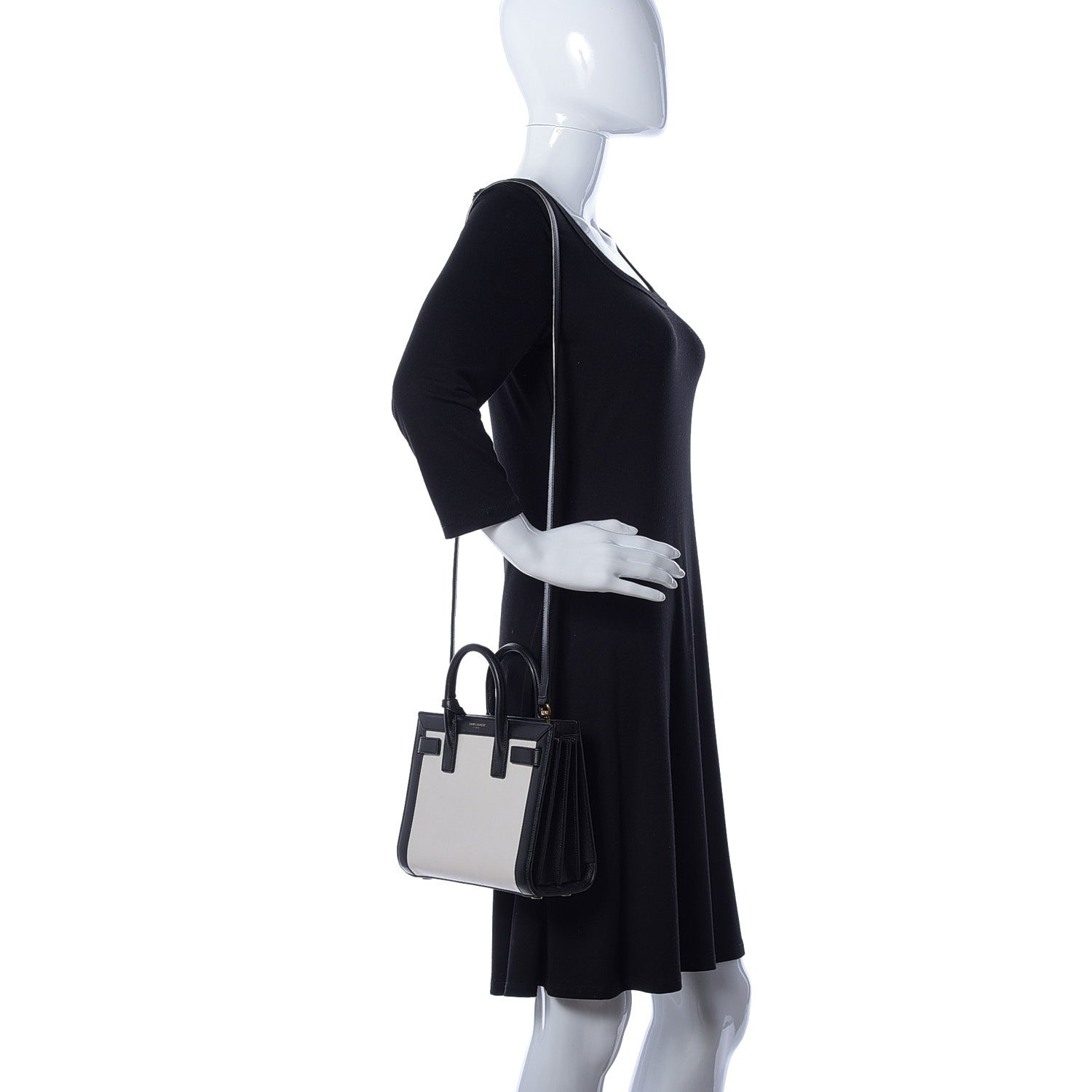 Saint Laurent Calfskin Bi-Color Nano Sac De Jour Porcellana Black 2 of 10