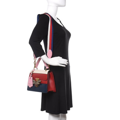 Gucci Calfskin Sylvie Web Small Queen Margaret Top Handle Bag Blue Agata Hibiscus Red Mystic White Sugar Pink 2 of 13