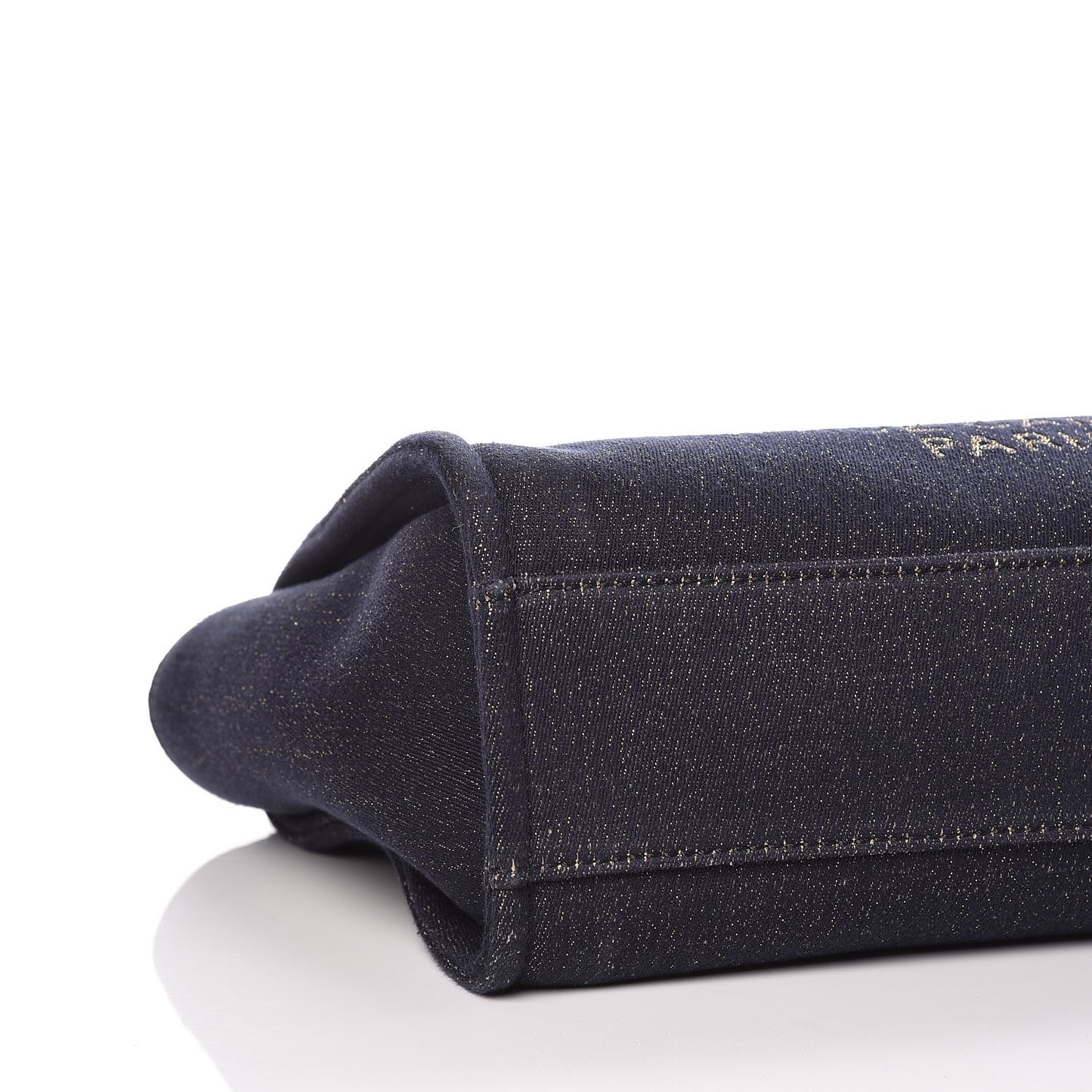 Lurex Canvas Small Deauville Tote Navy Blue Gold