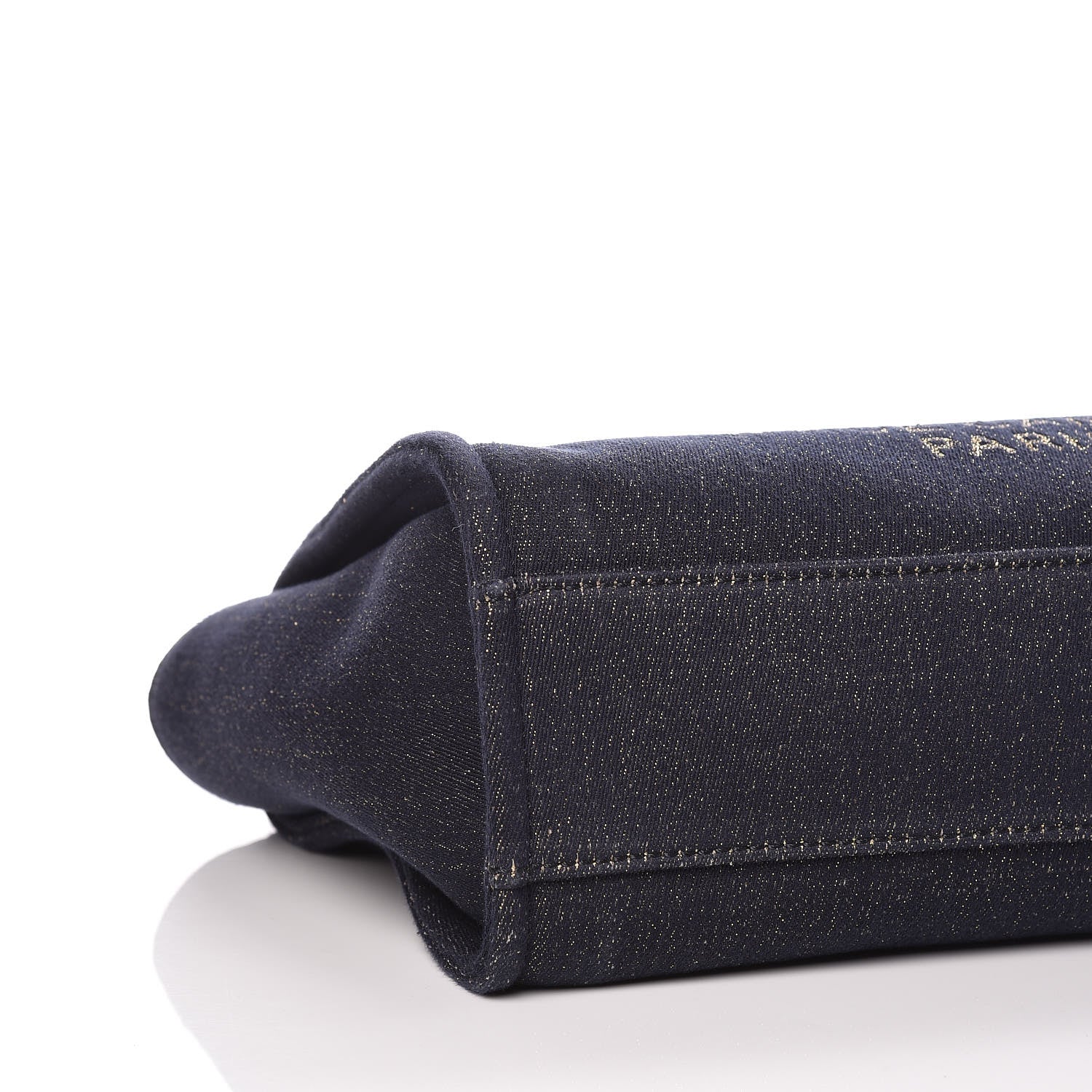 Chanel Lurex Canvas Small Deauville Tote Navy Blue Gold 5 of 11