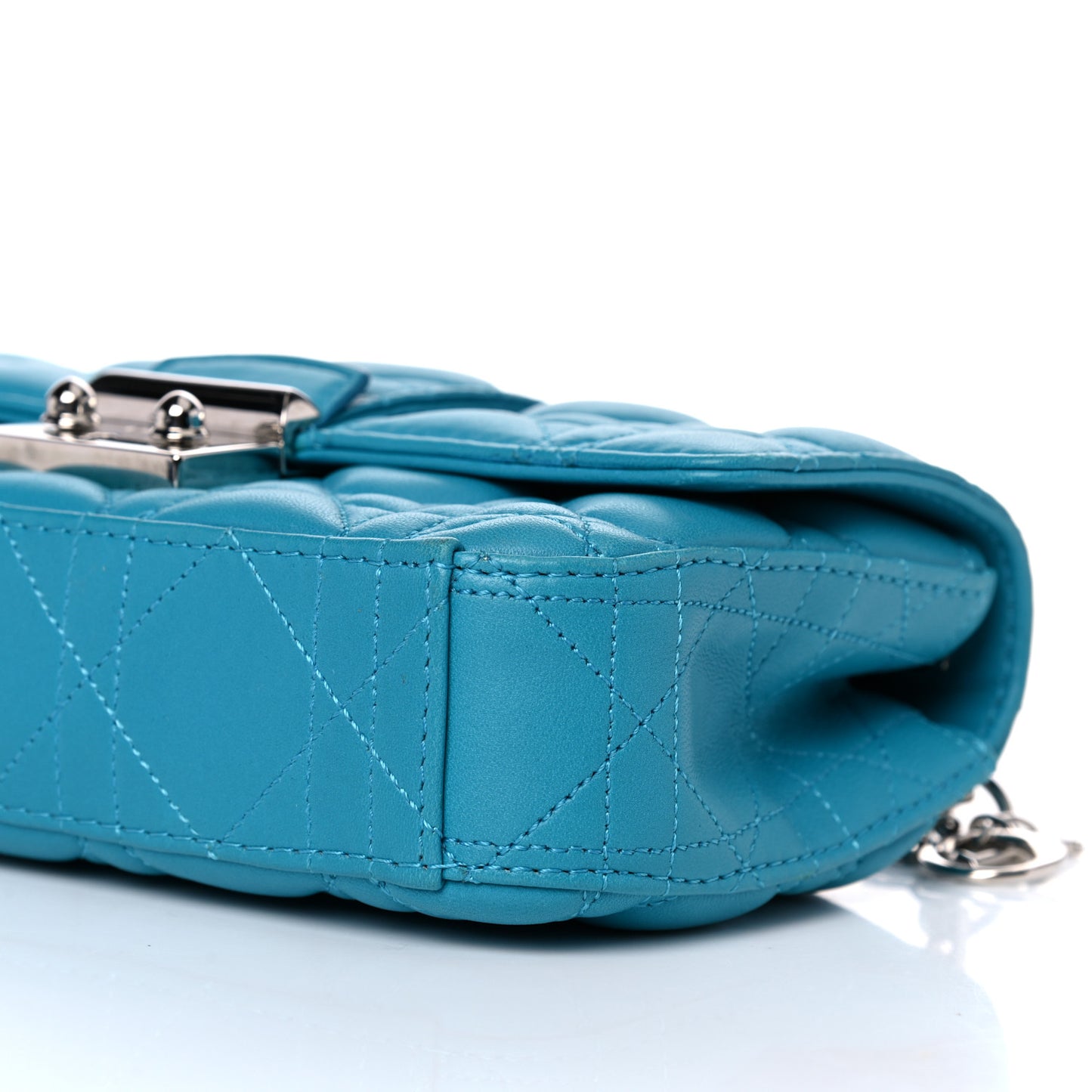 Lambskin Cannage Mini New Lock Pouch Blue