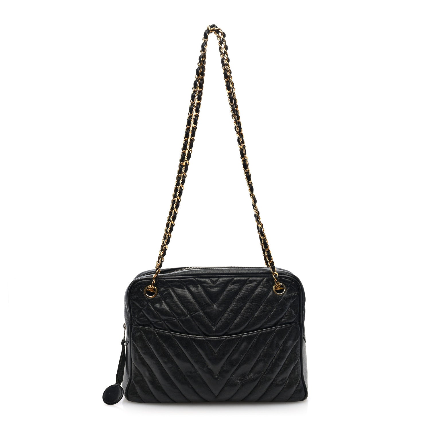 Chanel Lambskin Chevron Quilted Camera Case Black 1 of 10
