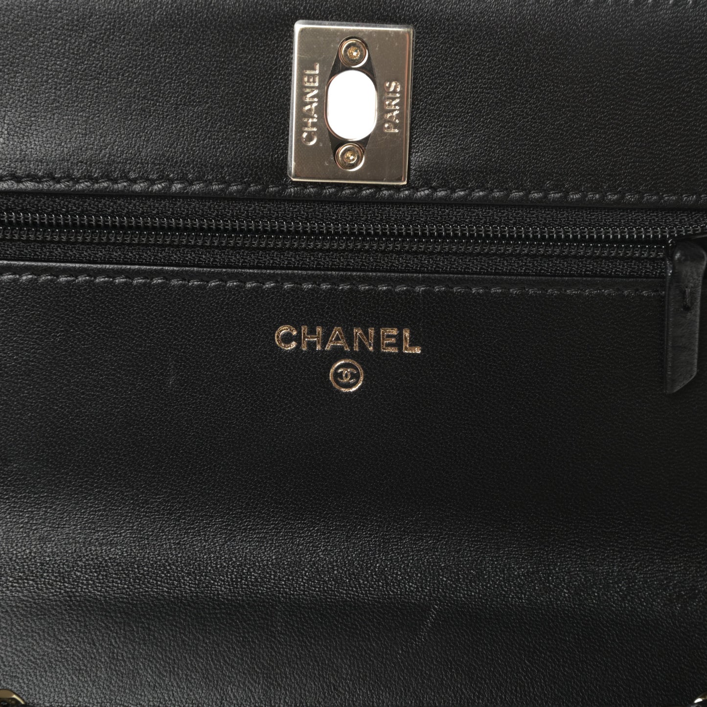Lambskin Quilted Trendy CC Wallet On Chain WOC Black