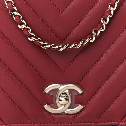 Chanel Calfskin Chevron Quilted Small Statement Flap Burgundy 9 of 12