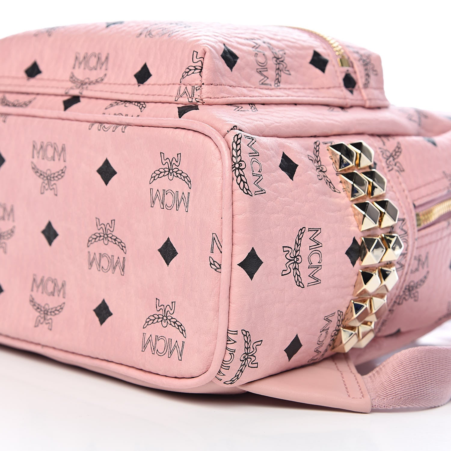 MCM Visetos Side Stud Mini Stark Backpack Pink 9 of 10