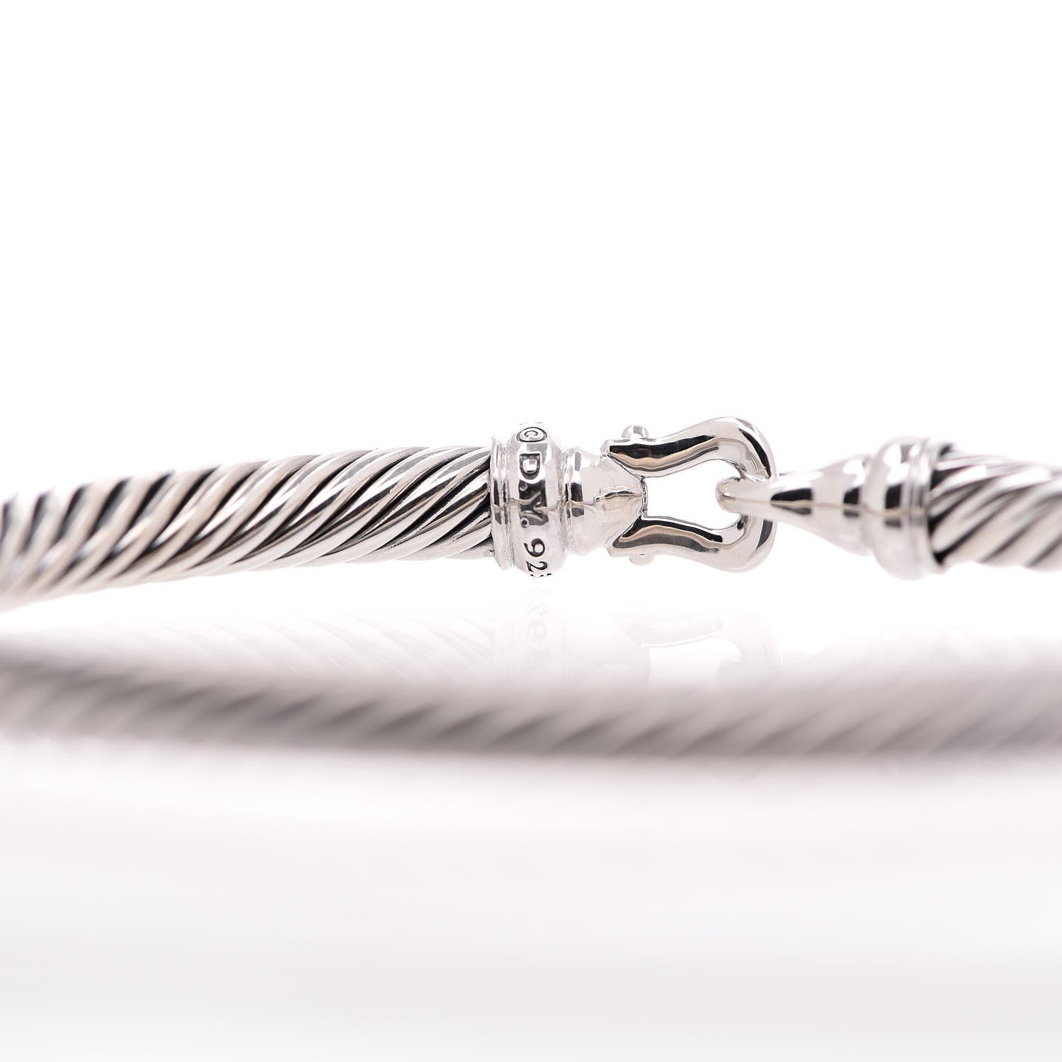 David Yurman Sterling Silver Diamond 5mm Cable Buckle Bracelet 4 of 4