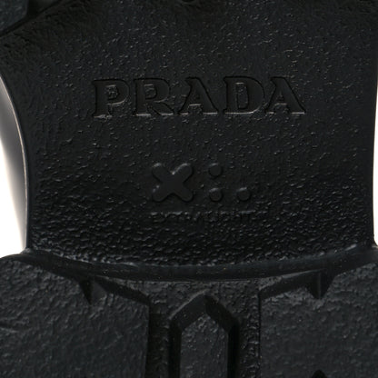 Prada Spazzolato Rois Metal Triangle Logo Monolith 55mm Loafers 37.5 Black 6 of 7