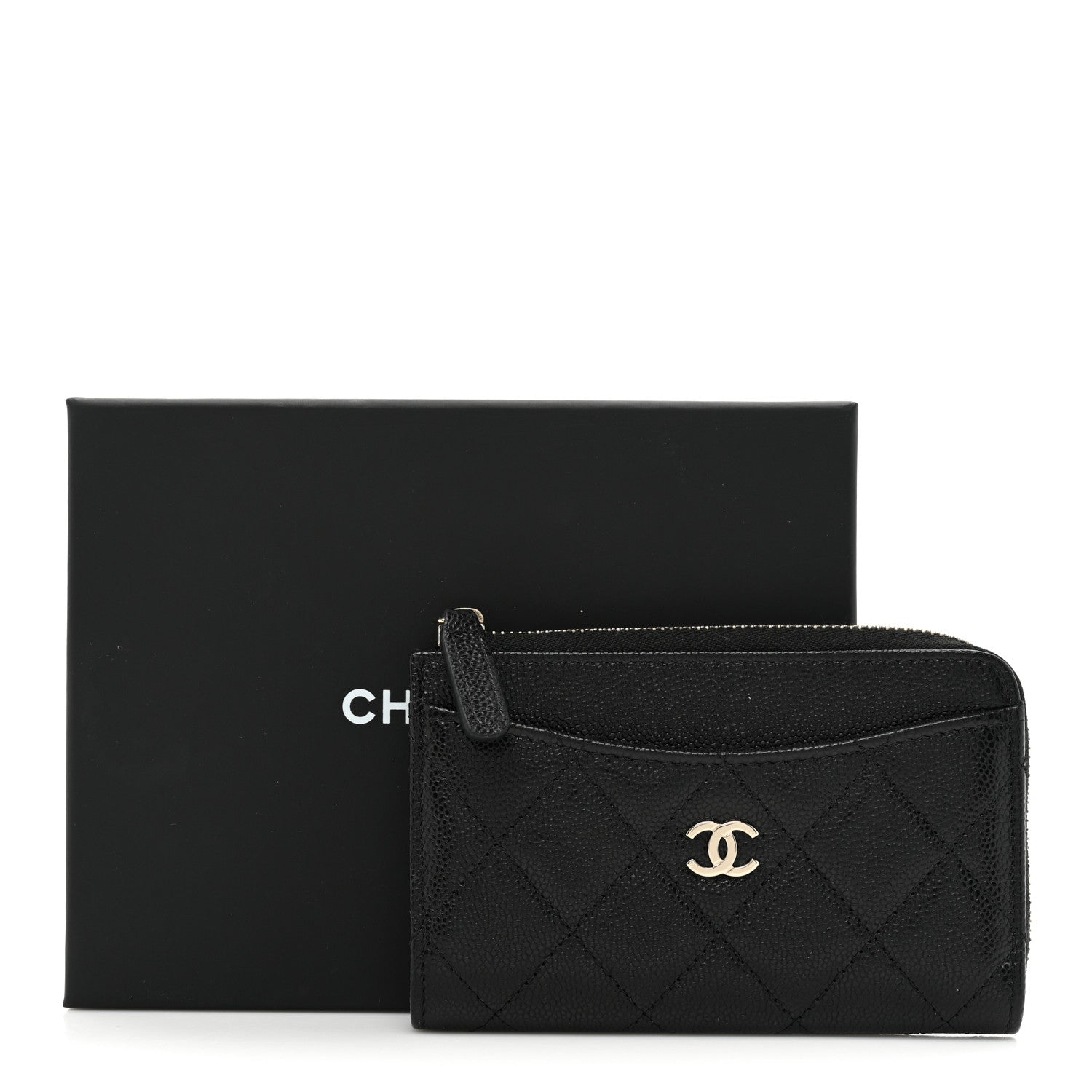 Chanel Caviar Quilted CC Zip Around Card Holder Black 10 of 10