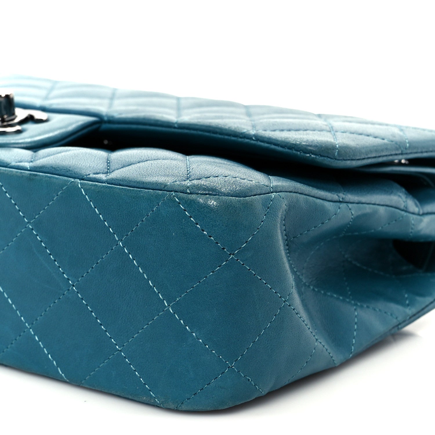 Chanel Lambskin Quilted Medium Double Flap Turquoise 21 of 23
