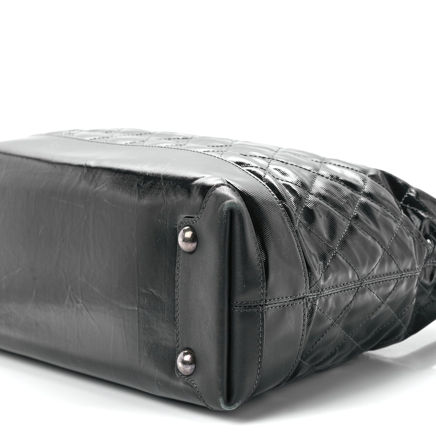 Calfskin Coated Canvas Quilted Tote Black
