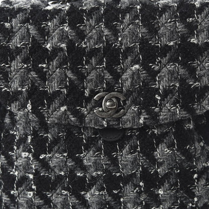 Chanel Tweed Drawstring Backpack Black Grey White 9 of 9