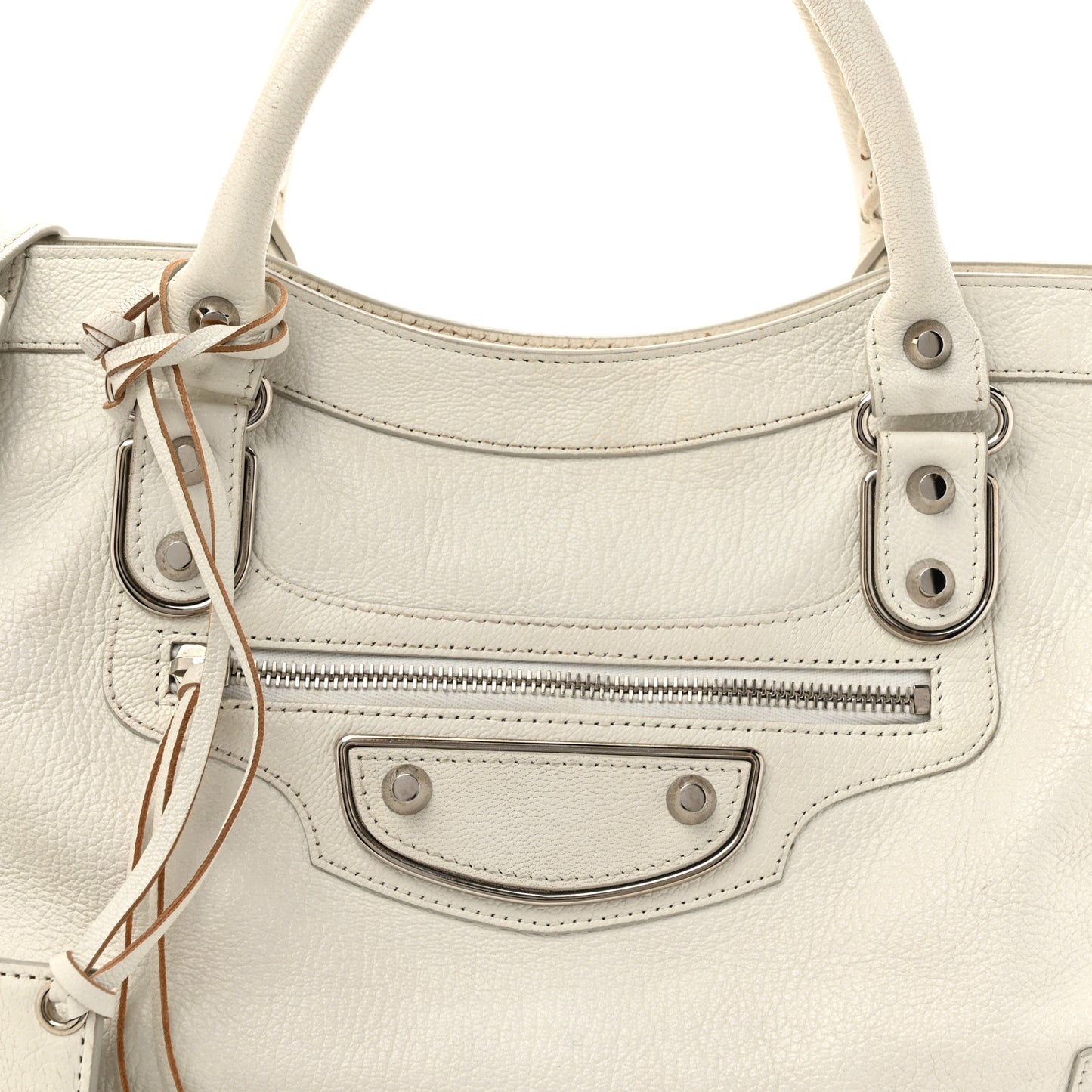 Chevre Silver Metallic Edge Hardware City White