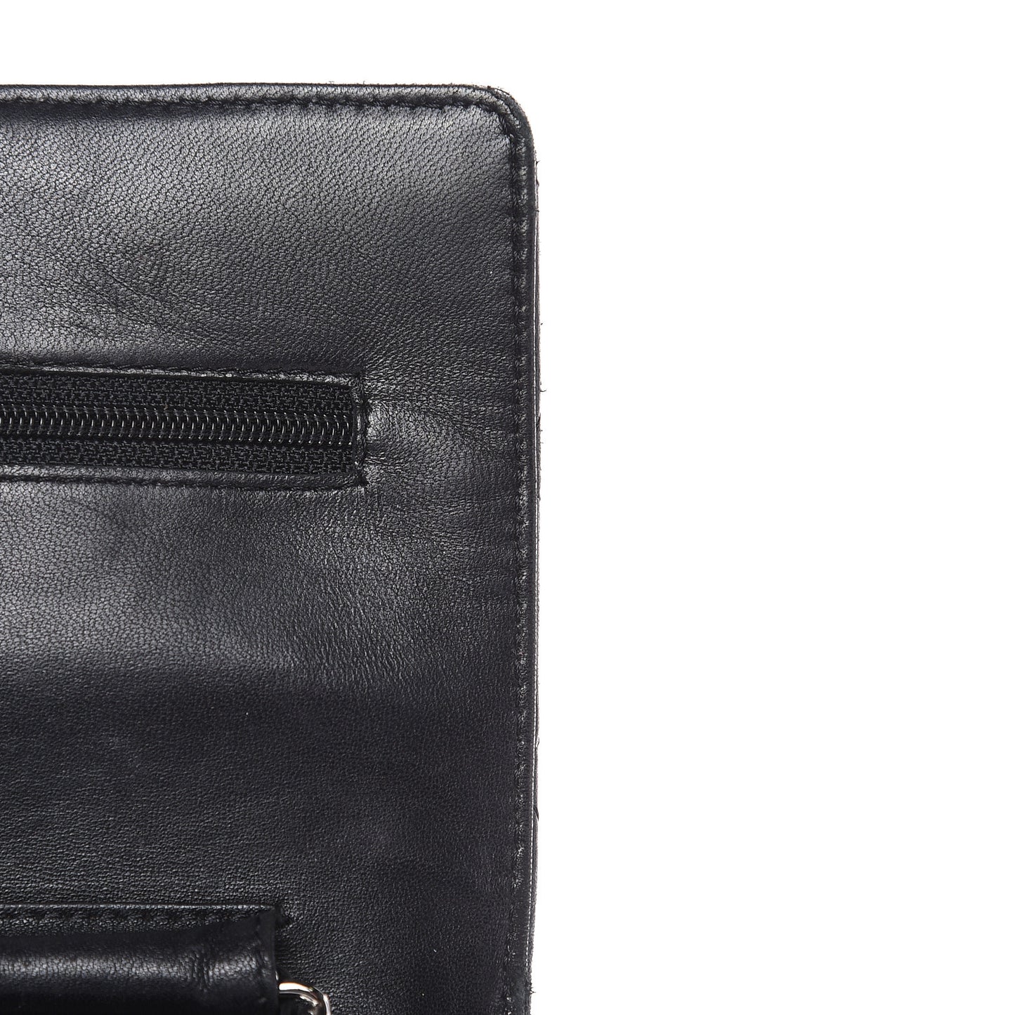 Lambskin Quilted Wallet On Chain WOC Black
