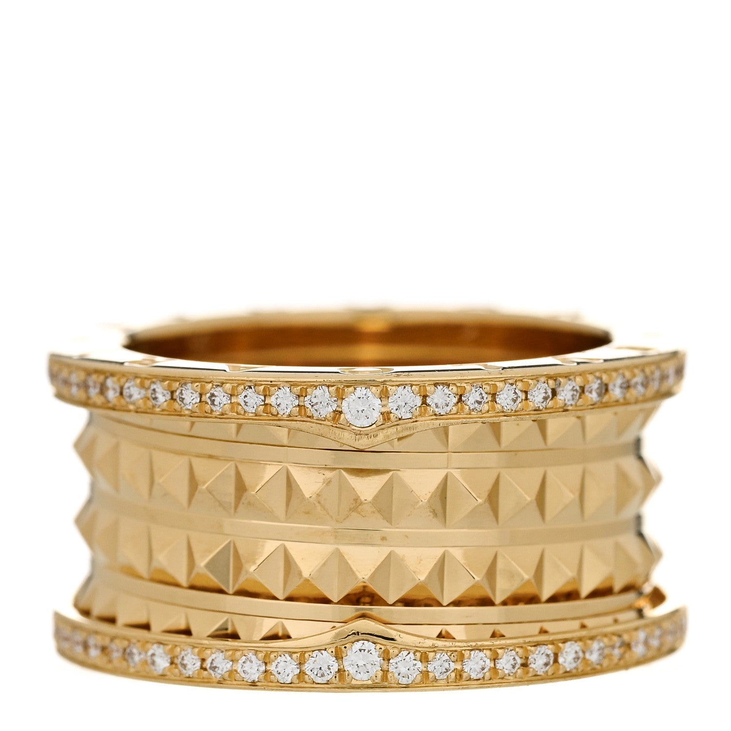 Bulgari 18K Yellow Gold Diamond B.Zero1 Rock Four-Band Pave Ring 59 8.75 4 of 8