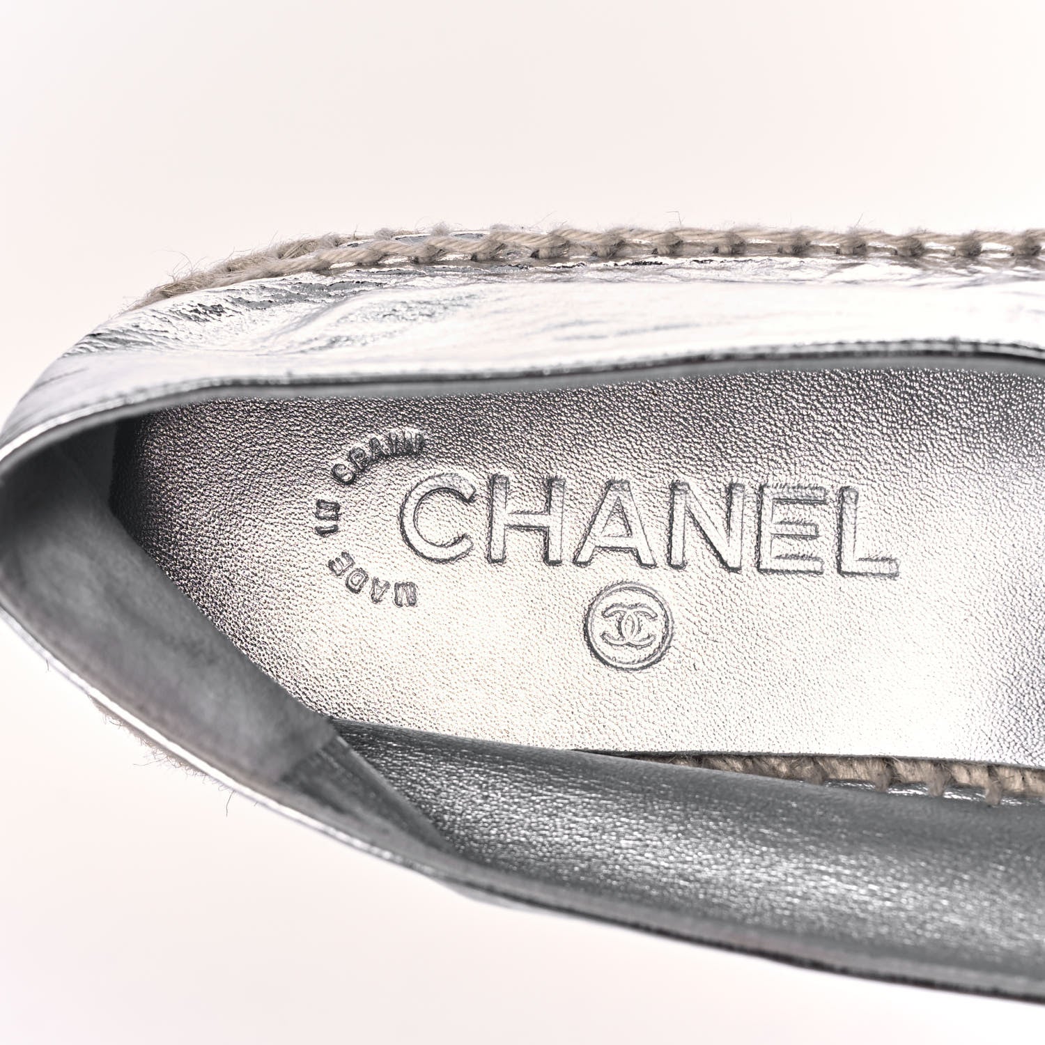 Chanel Laminated Goatskin CC Espadrilles 42 Silver 8 of 10