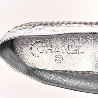 Chanel Laminated Goatskin CC Espadrilles 42 Silver 8 of 10