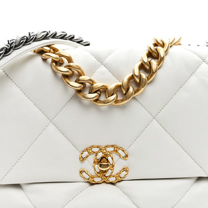 Chanel Goatskin Quilted Large Chanel 19 Flap White 8 of 10