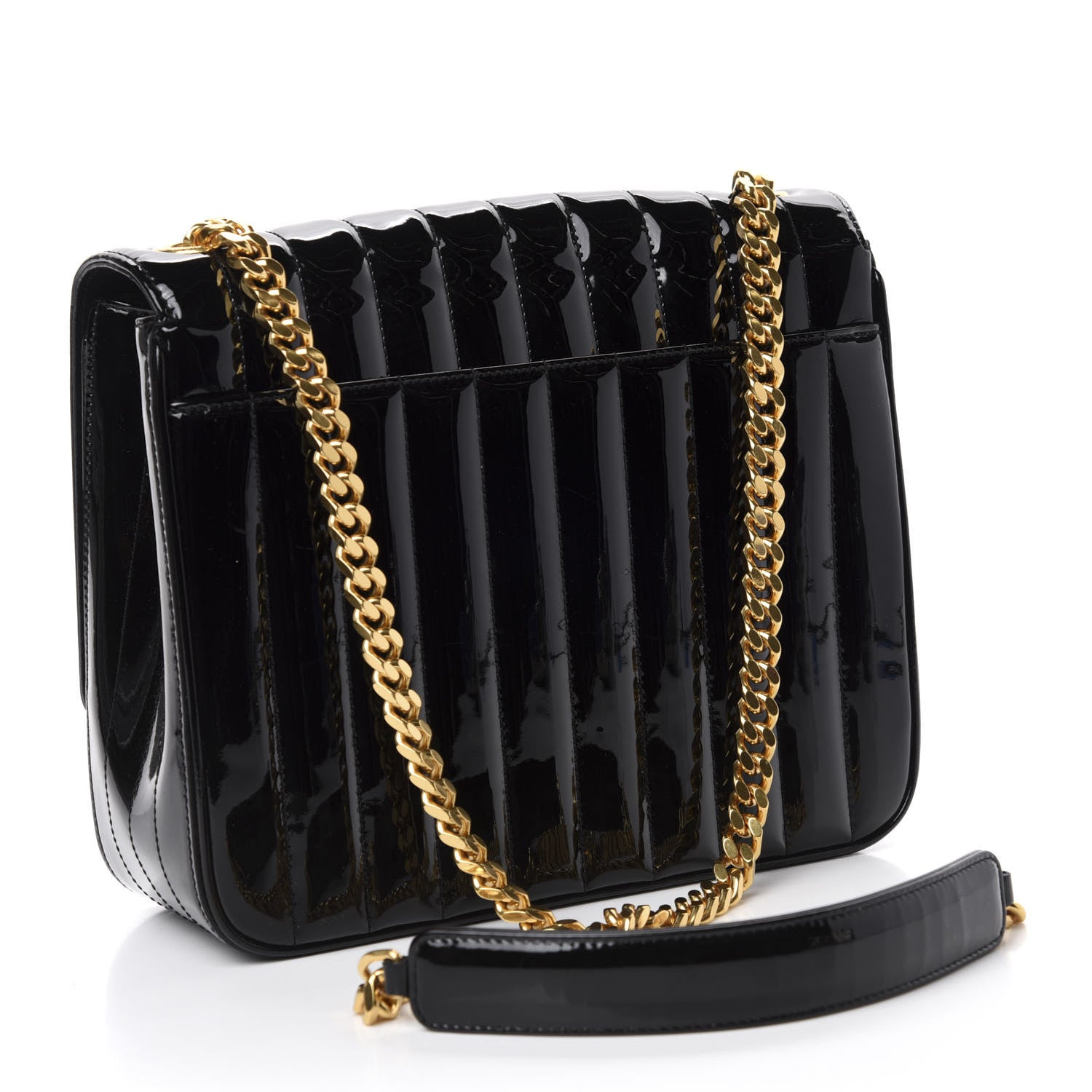 Saint Laurent Patent Matelasse Monogram Large Vicky Chain Bag Black 3 of 10